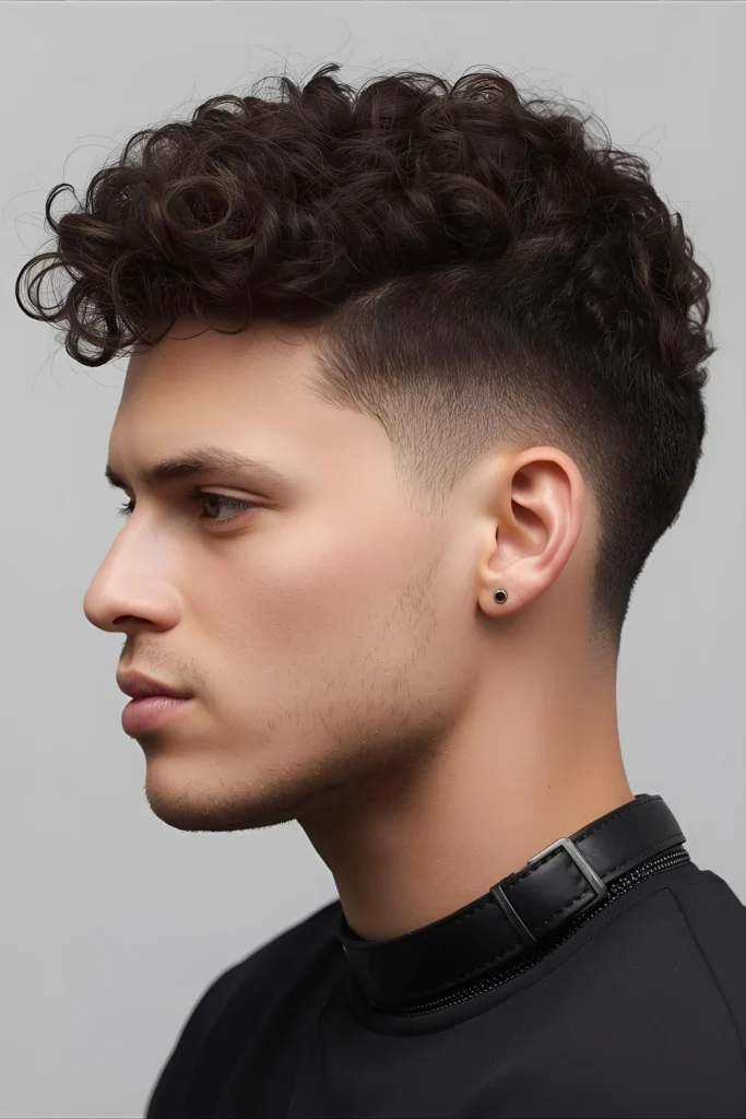 The Disconnected Curly FadeMake a dramatic statement with a stark, abrupt transition from long curls to very short sides. The lack of blending creates bold, modern contrast.