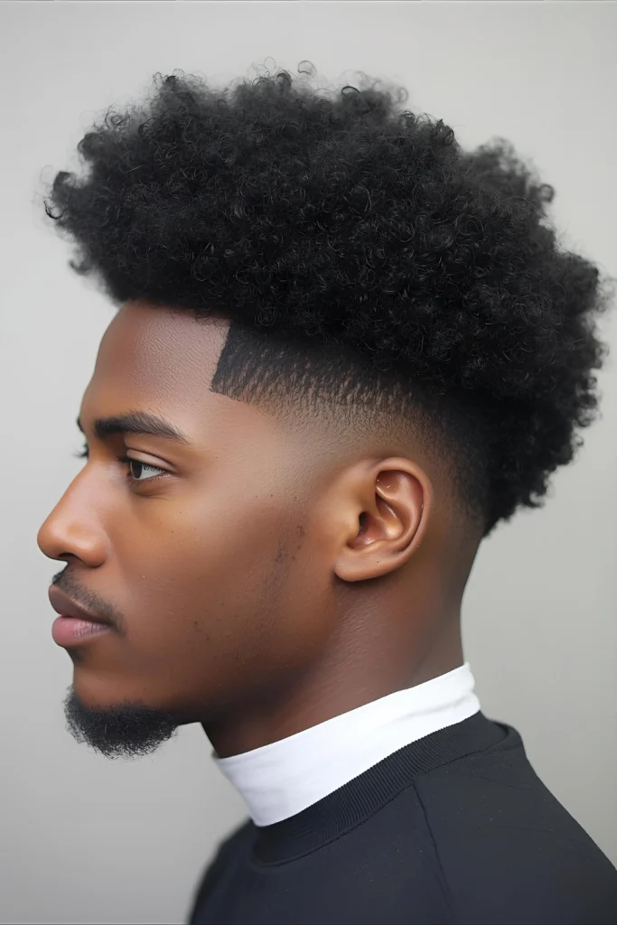 Afro with Temple Fade Focus the fade specifically around the temples to create an eye-catching frame for your face while maintaining full volume through the top and back.