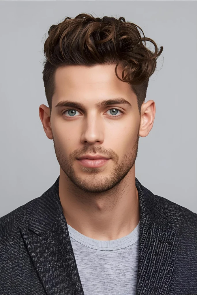 Asymmetrical Taper with Side-Swept CurlsBreak from tradition with an asymmetrical taper that supports dramatic side-swept curls for a fashion-forward look