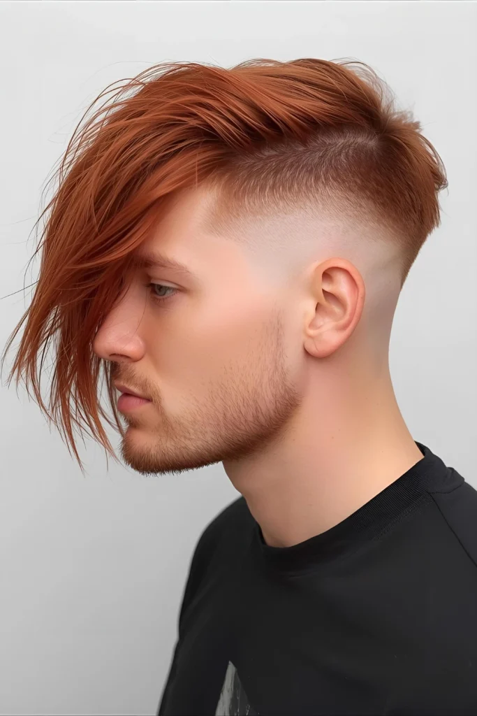 Auburn Undercut with Long TopThe stark contrast of an undercut makes red hair appear even more vibrant. Let the longer top section flow freely to show off your color's natural movement and shine.
