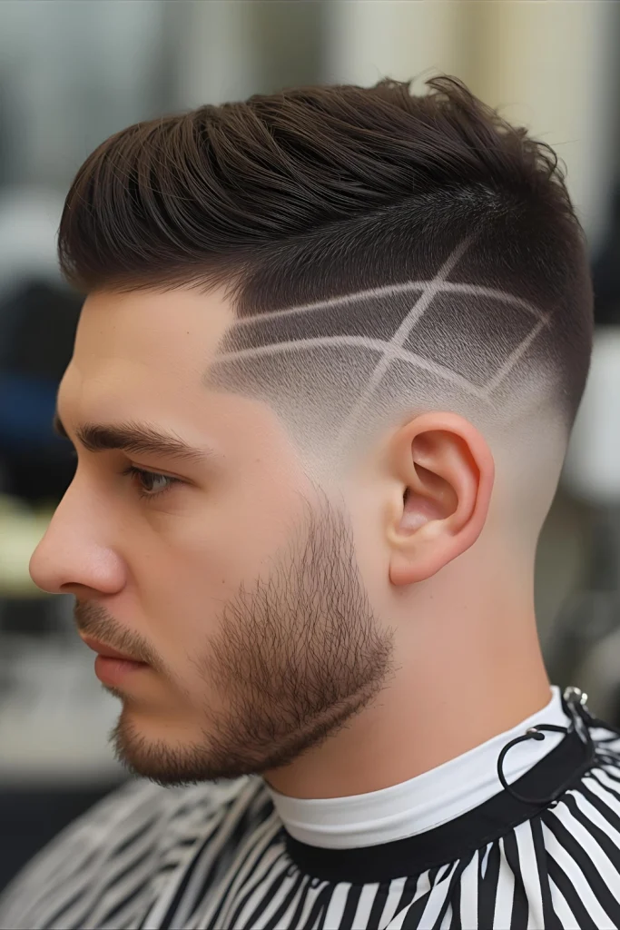 Buzz Cut with Design The ultimate low-maintenance summer cut gets personalized with subtle designs shaved into the sides for added style.