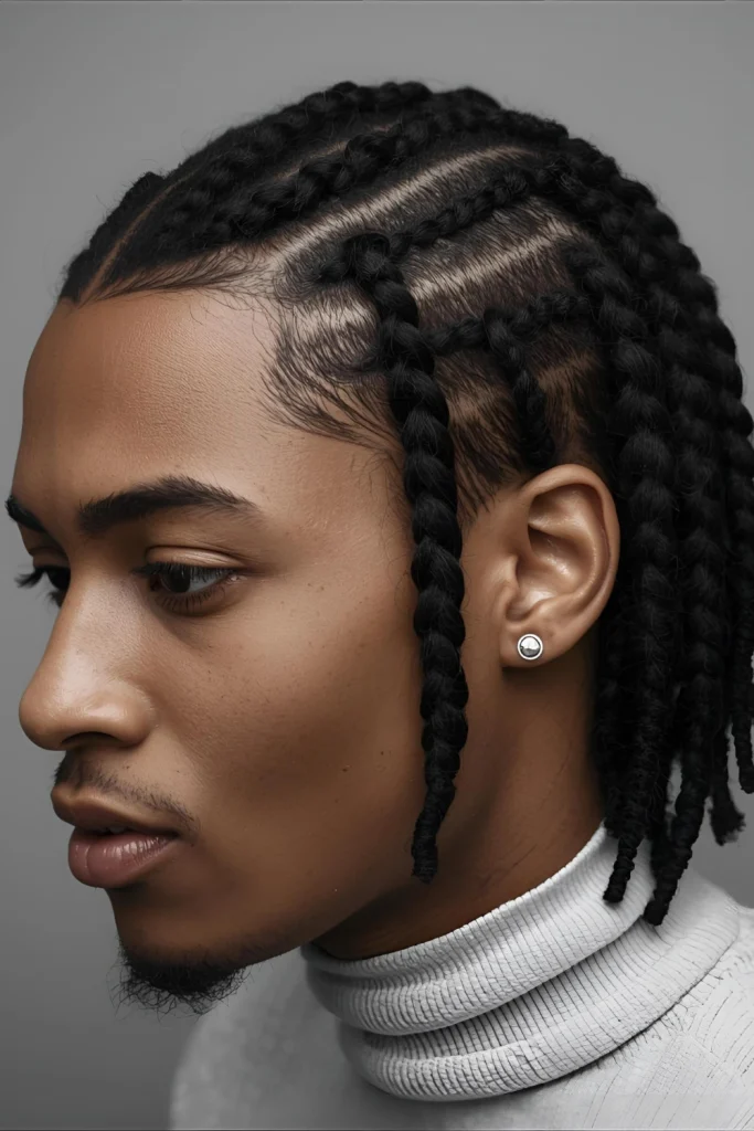 Cornrow-Inspired TwistsBlend cornrow patterns with traditional twisting techniques for a structured, artistic look. This style creates visual interest and can be customized with various patterns and parts.