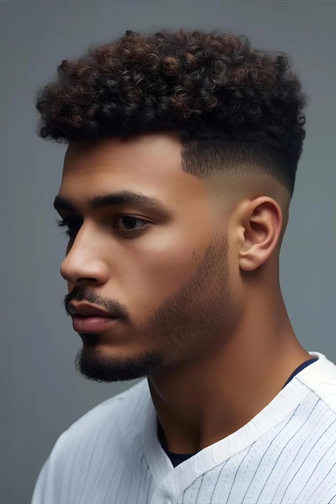 Curly Top with Sharp Fade

For players with natural texture, the contrast of defined curls on top against a sharp fade creates a dynamic look that stands out on the field. The style works with the curls rather than against them.
