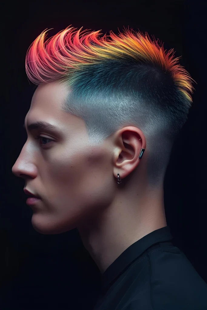Cyber Punk Fade with Neon Accents