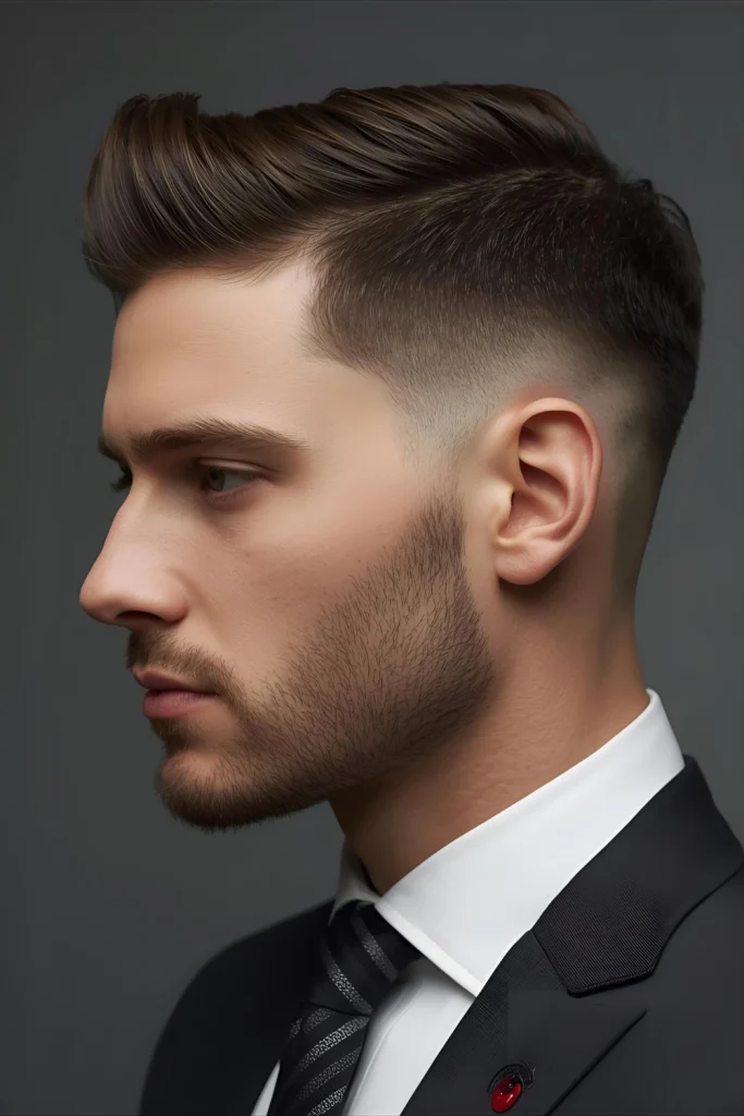 Edgar with Executive Taper A refined taper provides structure without the starkness of a full fade.