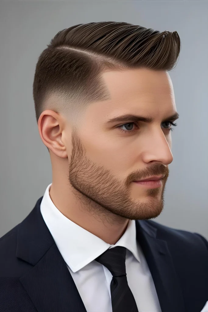 Edgar with Professional Line Up A crisp, clean hairline shows attention to grooming detail that’s appreciated in professional settings.
