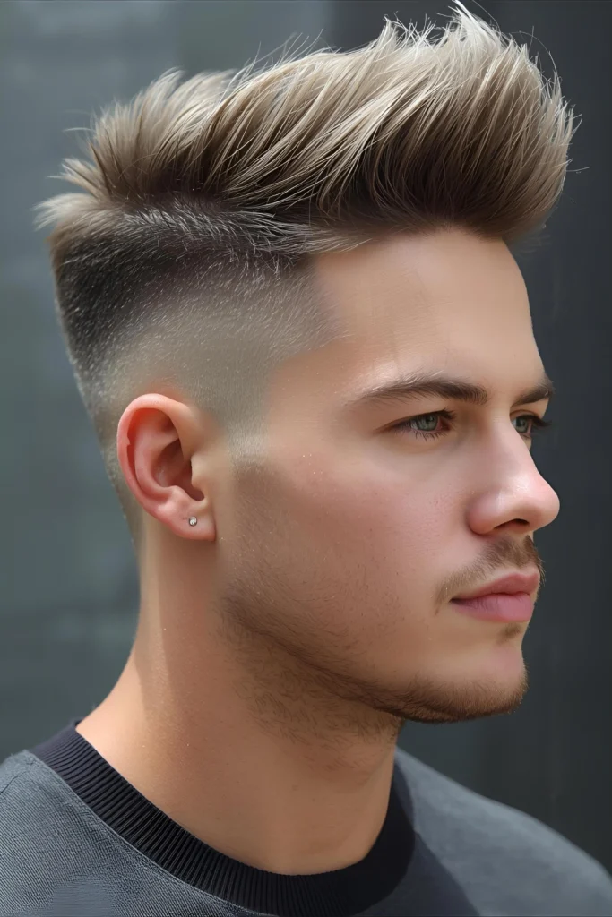 Frosted Quiff with Temple Fade Height and movement at the front catch the light in this dynamic style, while the temple fade keeps the look sharp.