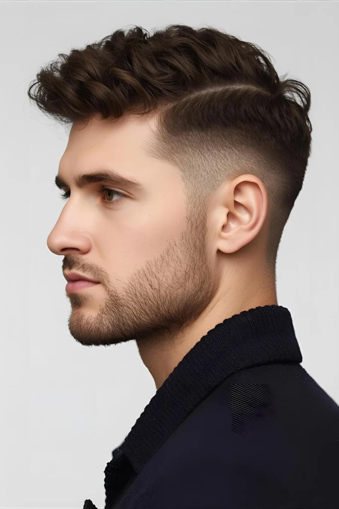 High Taper with Curly Fringe Focus volume at the front with a high taper that emphasizes your curly fringe, creating a soft, face-framing effect perfect for spring's lighter vibes.