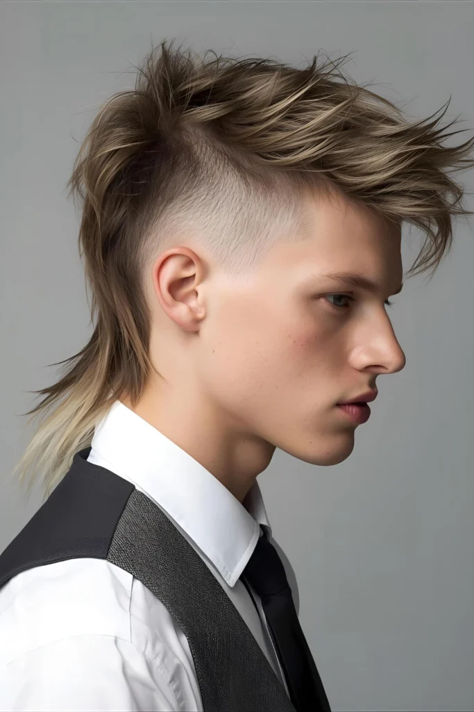Punk Mullet with Razored Layers
The business-in-front-party-in-back ethos gets a punk makeover with aggressively razored layers and choppy texture. This isn’t your dad’s mullet—it’s a deliberately disheveled, fashion-forward statement that celebrates controlled chaos.
