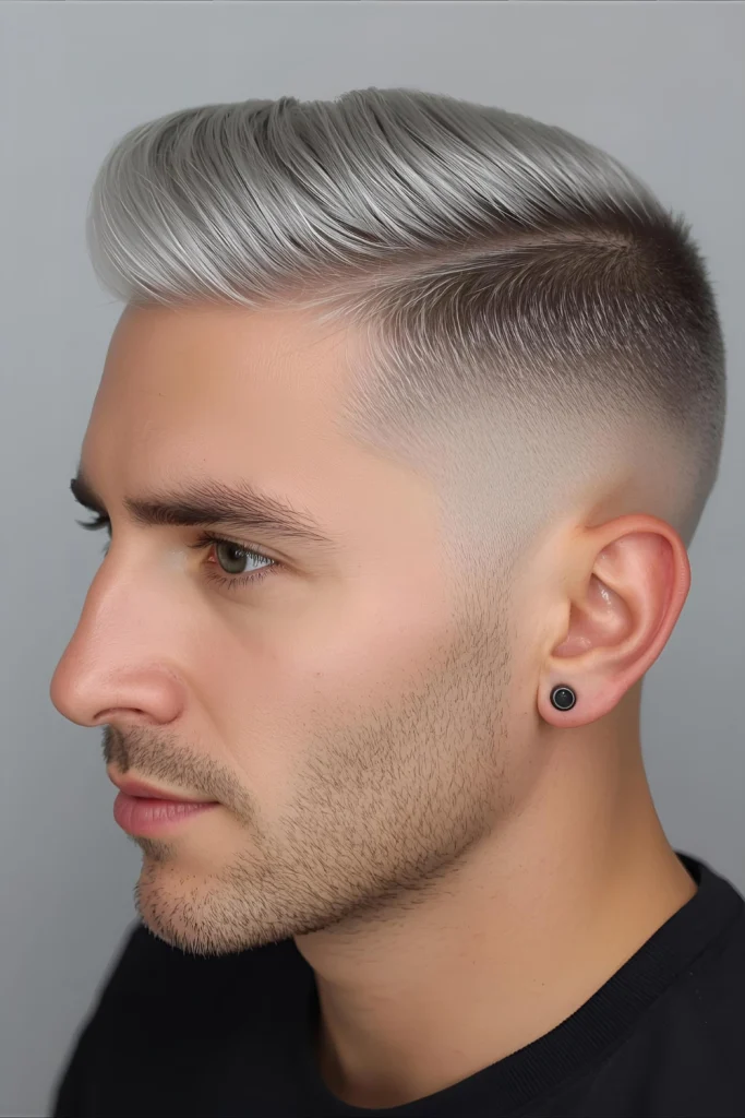 Silver Fox with Taper FadeSophisticated silver highlights throughout the top pair beautifully with a clean taper fade for a look that's both cool and mature.