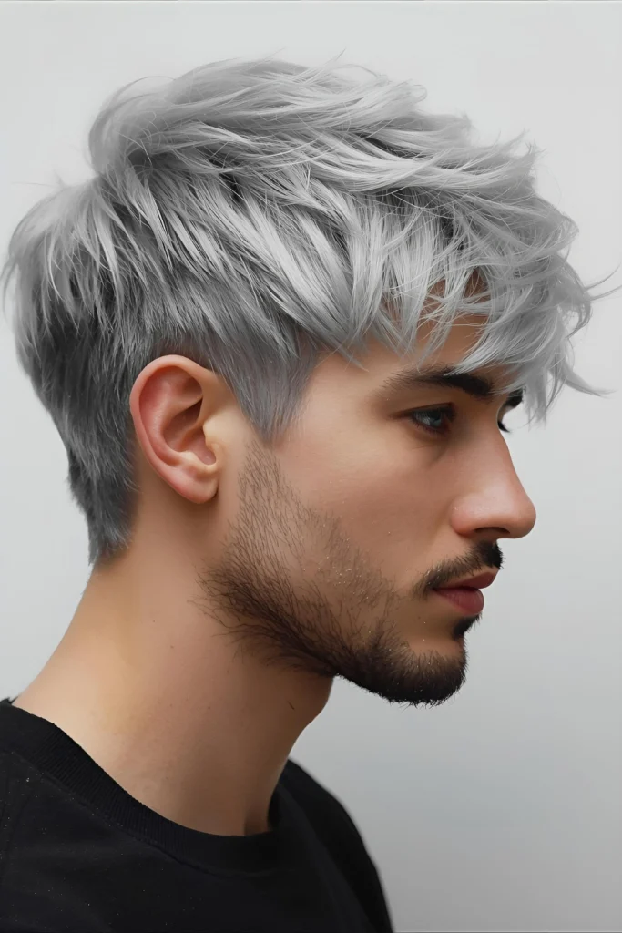 Silver Wolf Cut The shaggy, layered wolf cut gets an icy transformation that emphasizes its textured, piece-y layers.