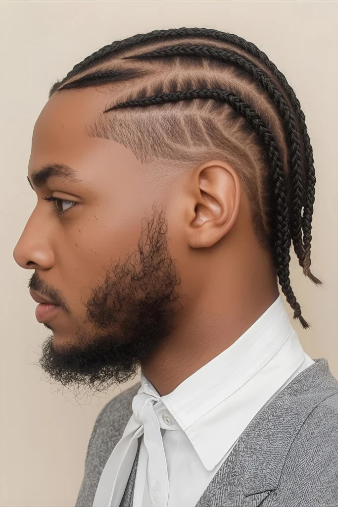 Snake Braids with Curved PartsThese braids follow curved partings that resemble snake movements across the scalp, creating organic, flowing patterns.