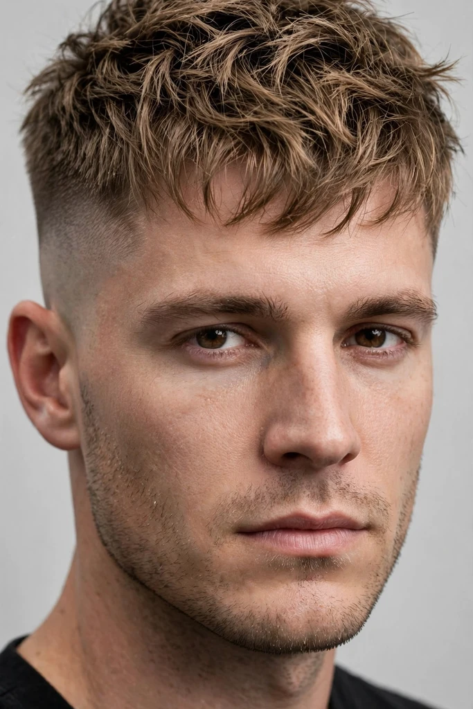 Textured Crop with Skin FadeSoft, piece-y texture on top contrasts dramatically with completely bare sides for a look that's both edgy and sophisticated.