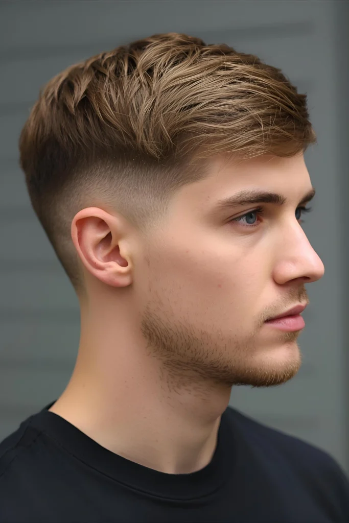 Textured taper fade men — length and texture on top, textured crop with taper 2026