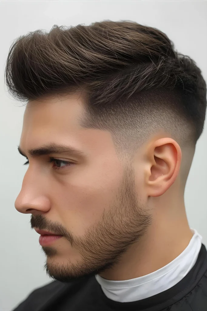 Textured Crown with Professional Fade Volume at the crown adds personality while the fade maintains professionalism.