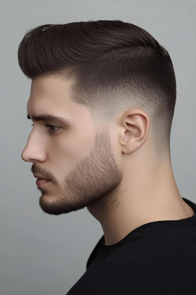 Textured Top with Low Fade Keep the focus on texture and movement with a low fade that starts just above the ears, providing structure without dramatic contrast.