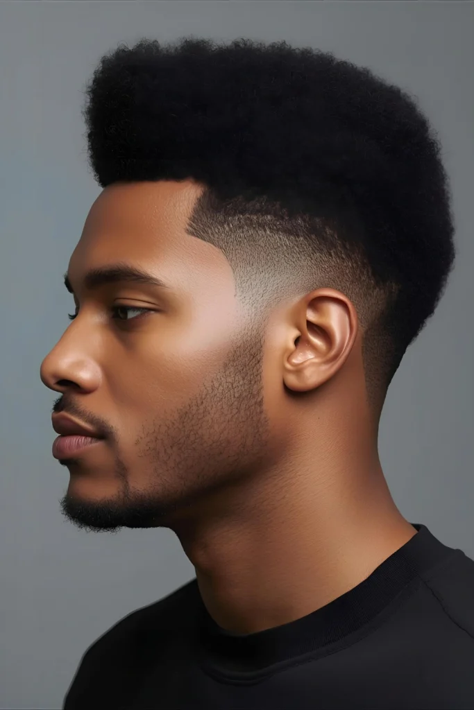 The Afro with Curved Fade Soft, curved fade lines create organic movement that complements your afro's natural shape.