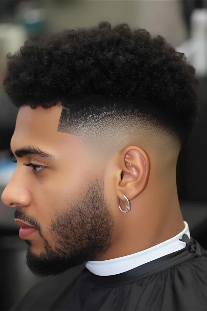 The Afro with Temple FadeConcentrate the fade specifically at the temples while keeping more length through the back and sides for a unique look.