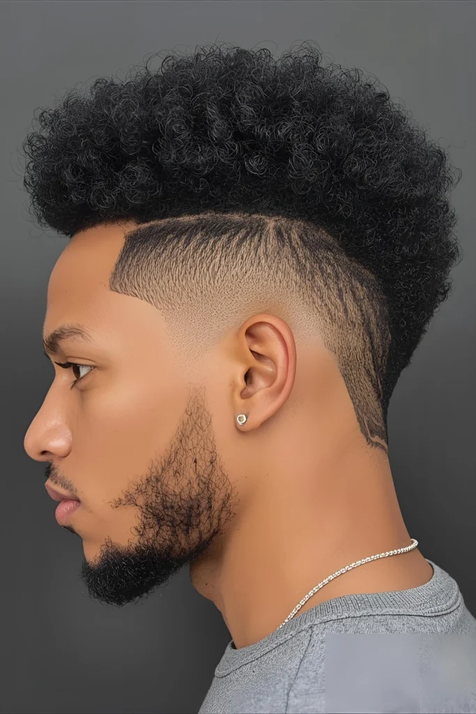 The Afro with a Drop Fade

This stunning look combines a full, rounded afro on top with a fade that "drops" down behind the ear, following a curved path. It creates a dramatic, head-turning silhouette.