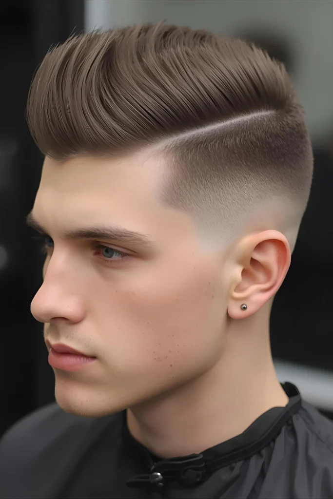 The Brush Up

Hair is cut to a uniform length on top and styled straight up for a bold, geometric look. It’s a clean and contemporary style that works great with thick hair.