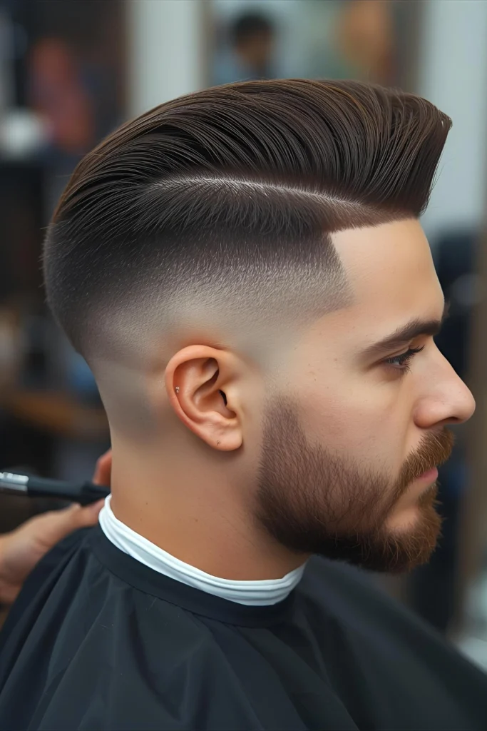 The Burst Fade

The burst fade follows the natural curve of your hairline around the ear, creating a rounded, "bursting" effect. It’s a barber’s signature move that adds a custom, artistic touch to your cut.