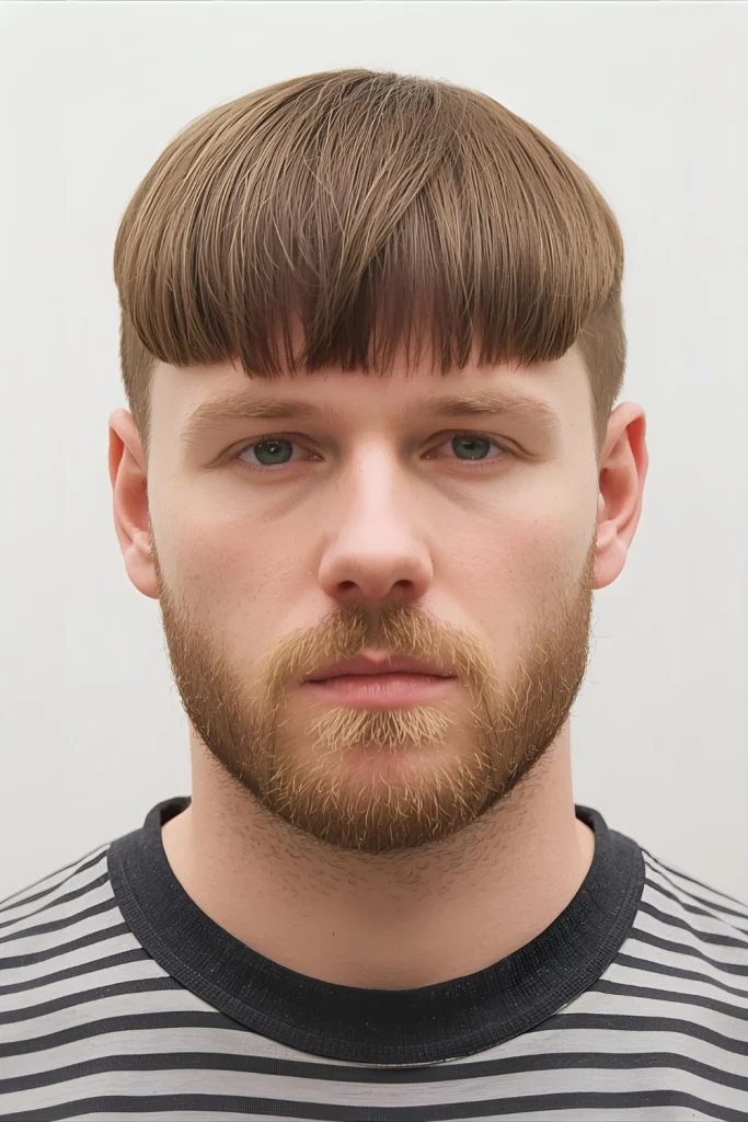 The Caesar Cut

Characterized by its short, uniform length and straight-across fringe, the Caesar cut is a rugged, practical choice. It’s excellent for fine or straight hair and requires almost zero styling, making it a true "wash-and-wear" option.