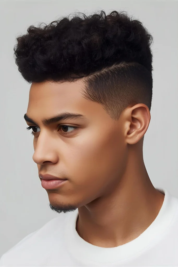 The Curly Brush Up For a bold, geometric look, cut your curls to a uniform length and style them straight up. This works especially well with tighter curl patterns.