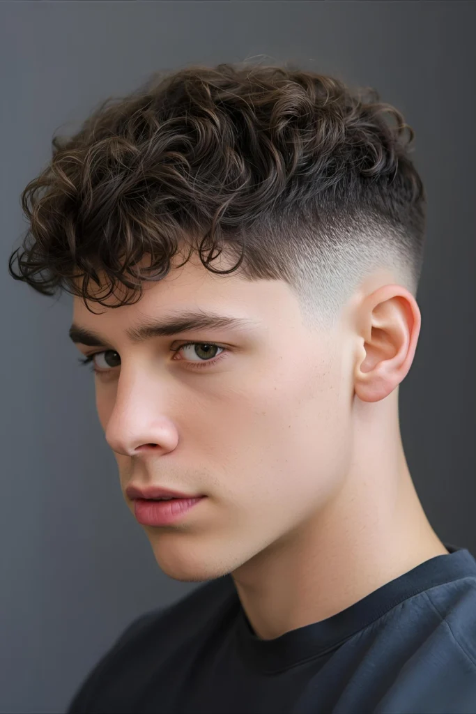The Curly Caesar CutThis timeless style features uniform length with a textured fringe, making it particularly flattering for finer curly hair. It’s low-maintenance and always in style, offering a rugged yet polished appearance.