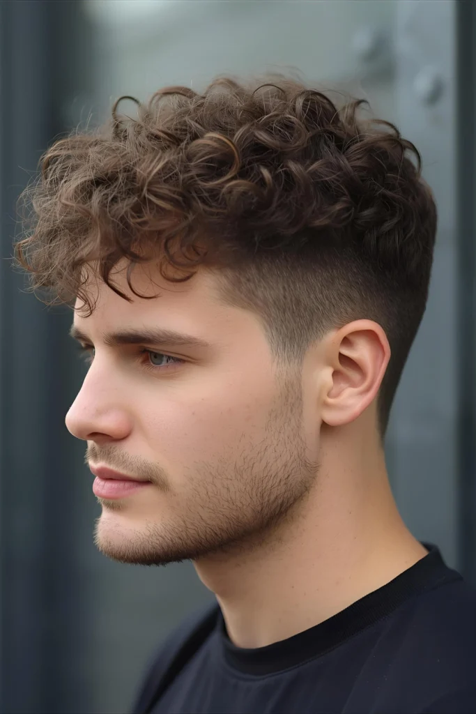 The Curly Caesar CutTimeless and rugged, this style features uniform length with a textured fringe. It's particularly flattering for finer curly hair and requires minimal styling.