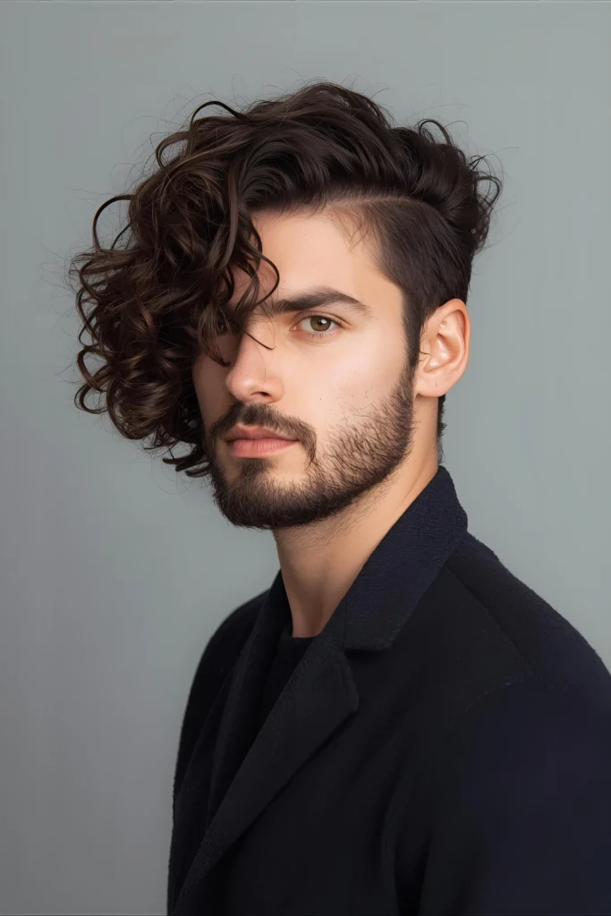 The Curly Comb Over Train your curls to sweep to one side for a polished look. This style works best with longer curls that have enough weight to hold direction.