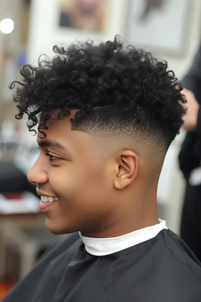 The Curly Fade

Celebrate natural texture! This style pairs a tight fade on the sides and back with a full, defined crown of curls. It’s a dynamic and joyful look that’s full of personality.