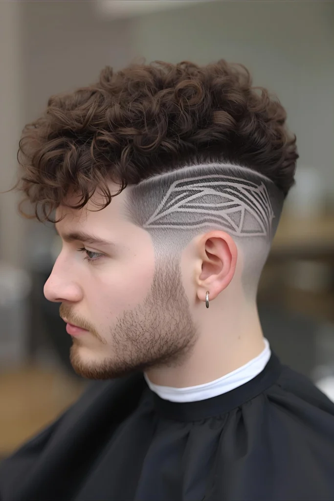  The Curly Fade with Design