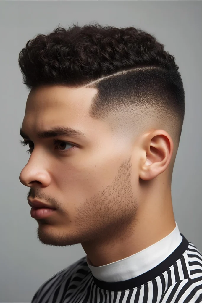 The Curly Fade with Line-Up

A crisp line-up is non-negotiable. Sharpening the hairline around the forehead, temples, and neck with a razor completes any curly fade, making it look meticulously groomed.