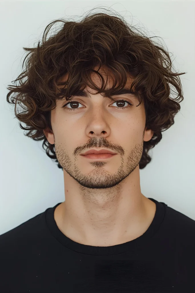 The Curly Fringe Keep weight in the front with curls that fall over your forehead. This face-framing style is soft, modern, and works particularly well with looser curl patterns.
