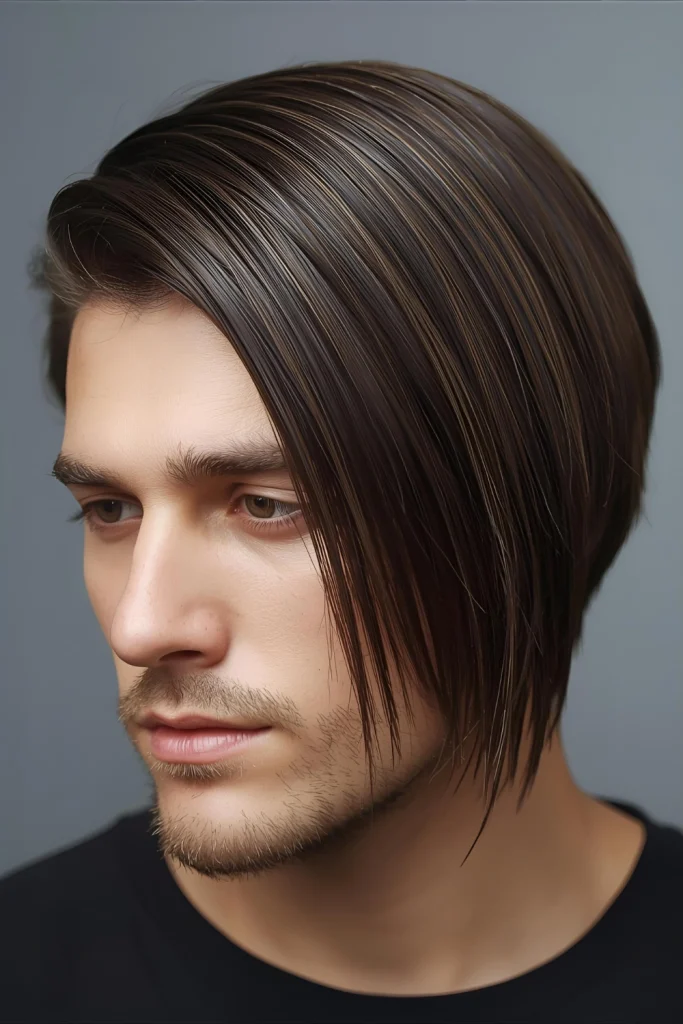 The Curtain Wet Wolf Cut Featuring the wolf cut's face-framing layers with a deep side part, this style uses wet-look product to create a sleek curtain effect. The hair is styled to fall on eithe