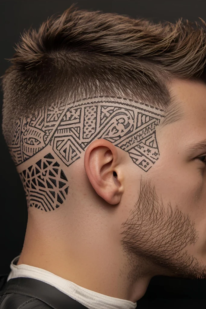 The Fade with DesignTake your fade to the next level with personalized patterns or geometric designs etched into the shorter sections for a truly unique look.