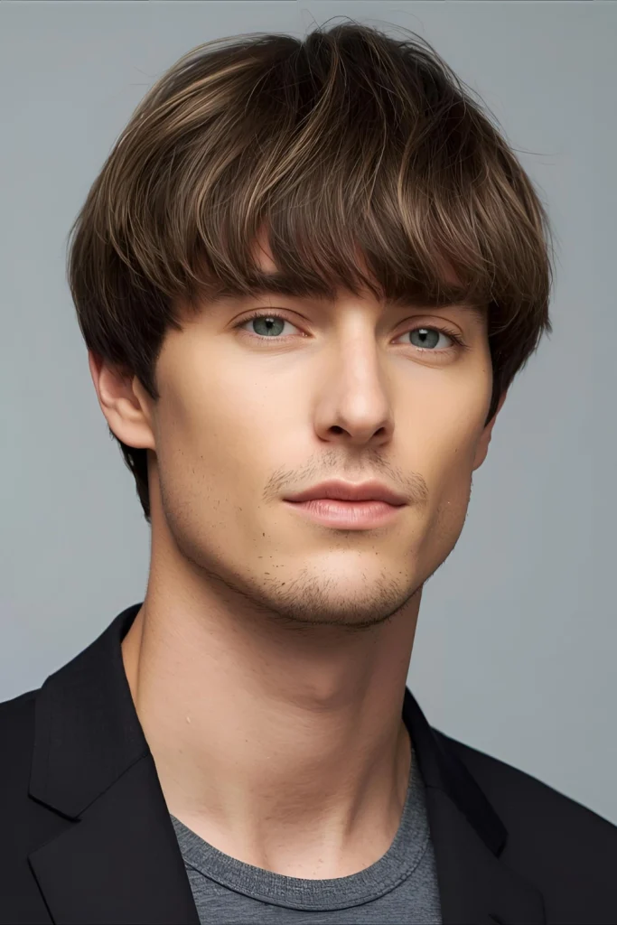The French Crop Characterized by its heavy, textured fringe, the French crop offers effortless cool with minimal maintenance. It's particularly flattering for men with straight hair and strong fa