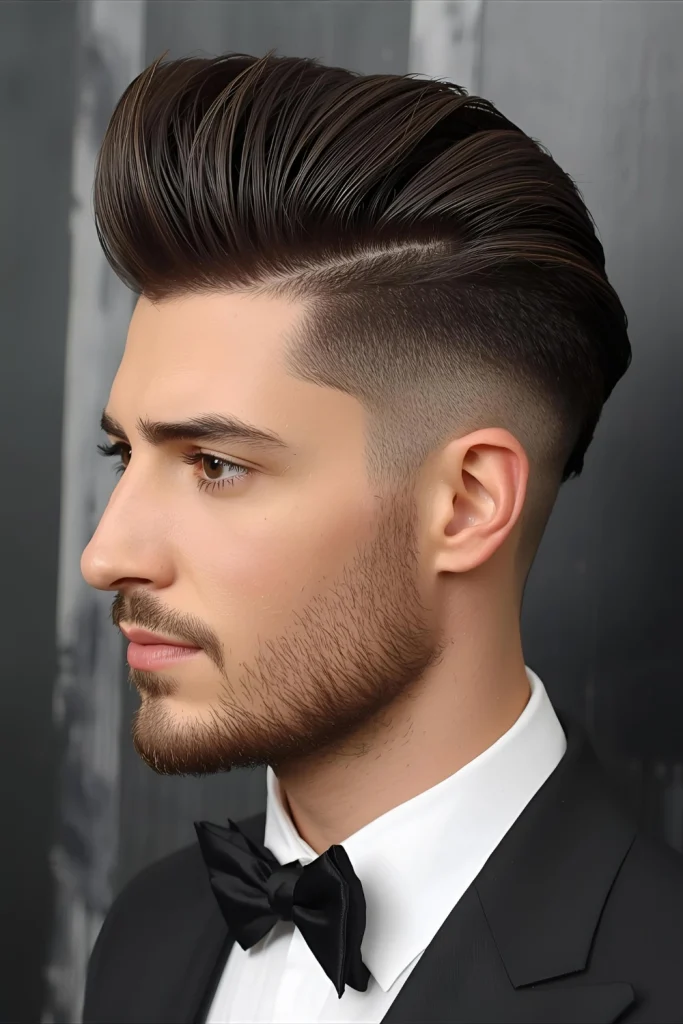 The High-Volume Blow Out with Temple Taper

Maximum impact for special occasions. This dramatic style features exaggerated height and volume at the crown, focused on creating a striking silhouette.