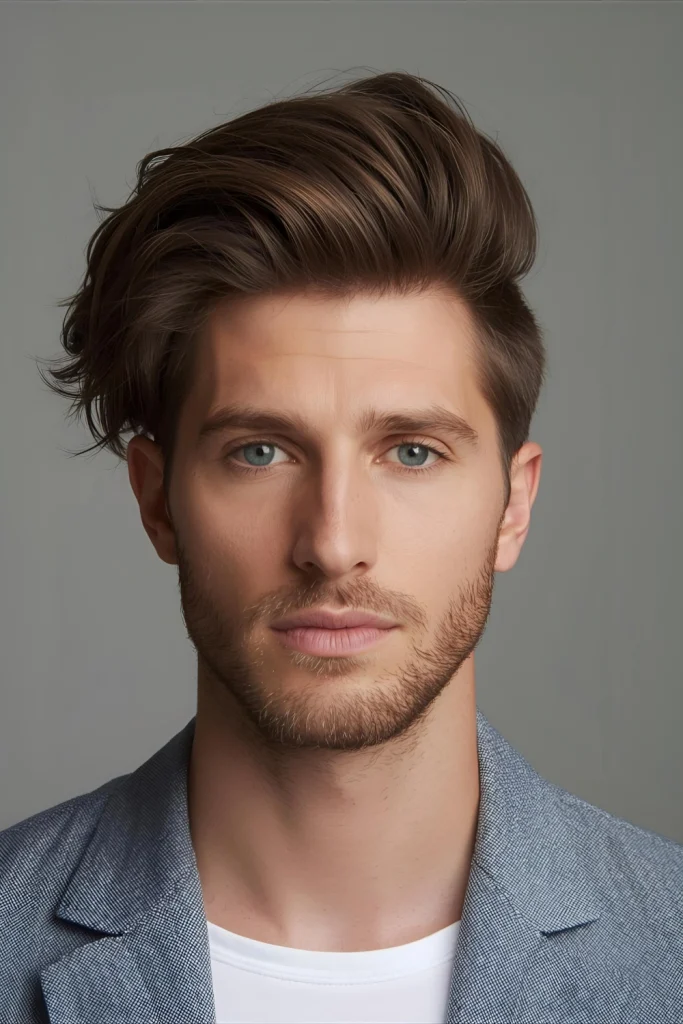 The Long Top Undone PompFor men with more length, this version allows the hair to flow back more dramatically from the voluminous front. The extra length adds weight and movement, enhancing the "undone" effect.