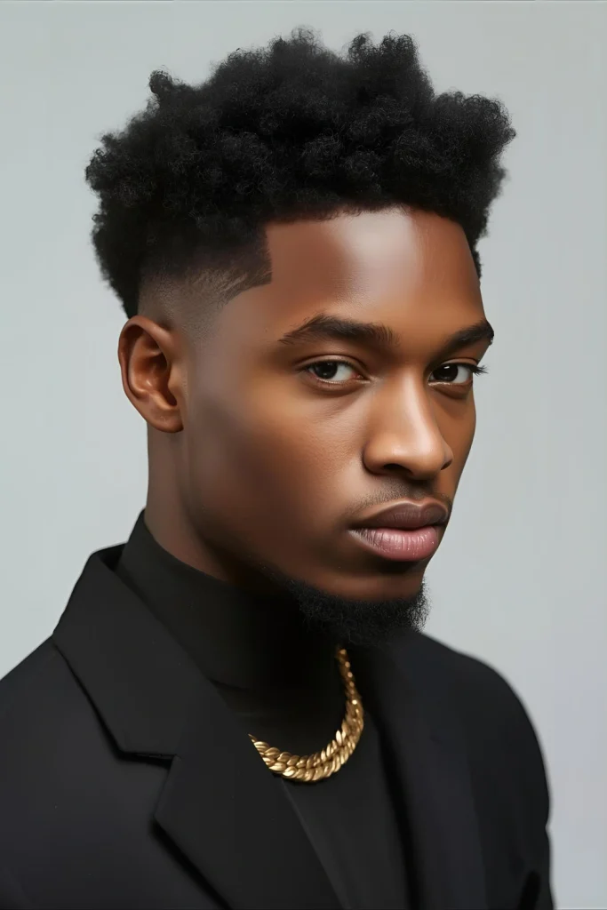 The Medium Fade AfroA balanced option that begins fading around mid-head, offering the perfect compromise between high and low fades.