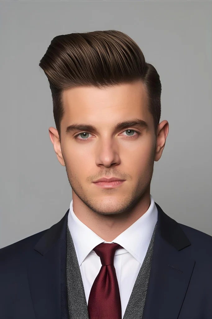 The Modern Pompadour While extreme pompadours require significant length, the modern version works perfectly with medium hair. It features volume at the front that's swept up and back, creating h