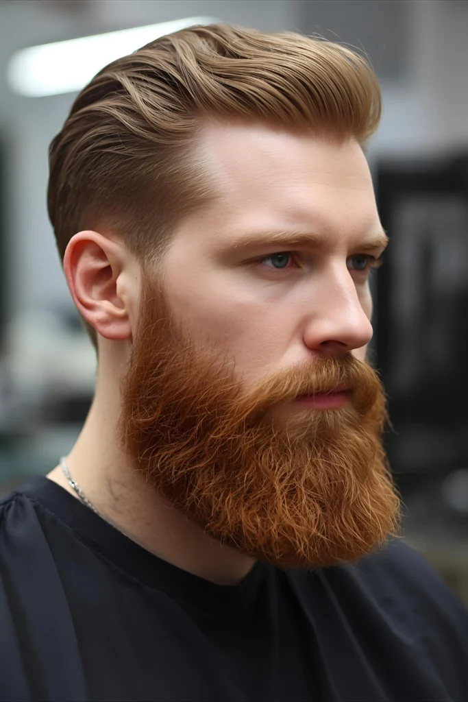The Sculpted Ginger Full Beard This style takes the classic full beard to new levels of sophistication. The key is maintaining clean lines along the cheeks and neck while allowing the beard to gr