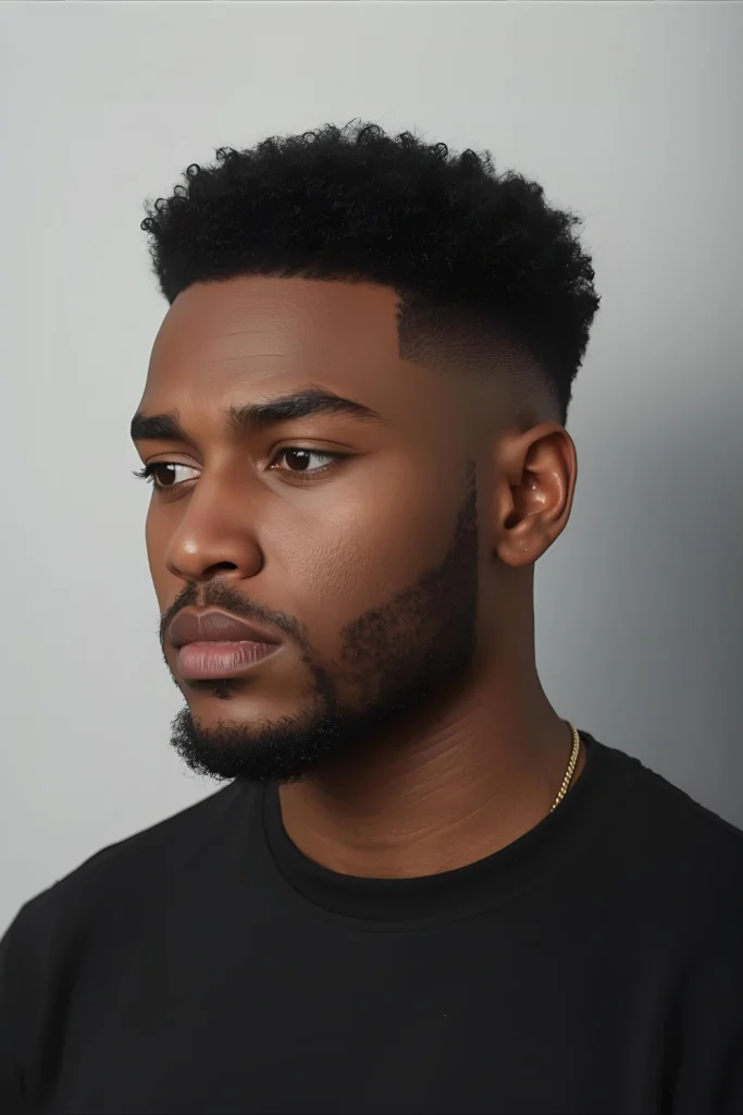 The Shadow Fade AfroThis subtle fade leaves a hint of hair (using a #0 or #0.5 guard) on the skin for a shadow effect that's less severe than a skin fade.