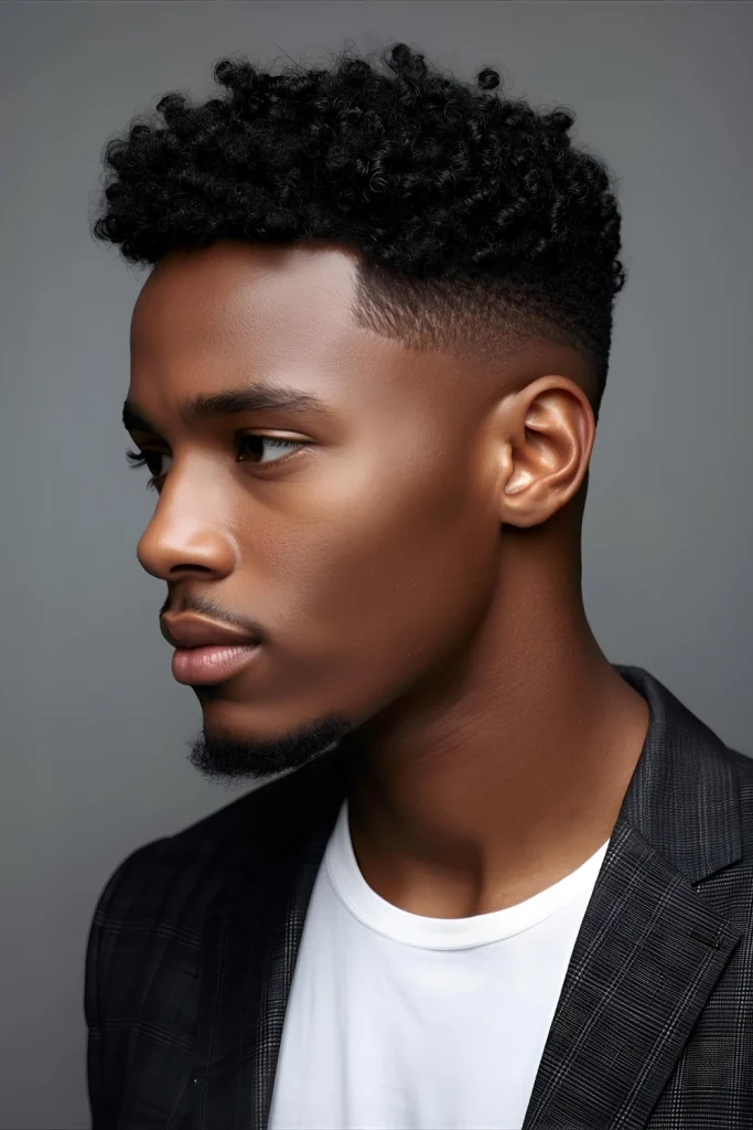 The Short Curly AfroA powerful celebration of tight coils. Kept neatly rounded and even, this low-maintenance style radiates confidence and pride in natural texture.