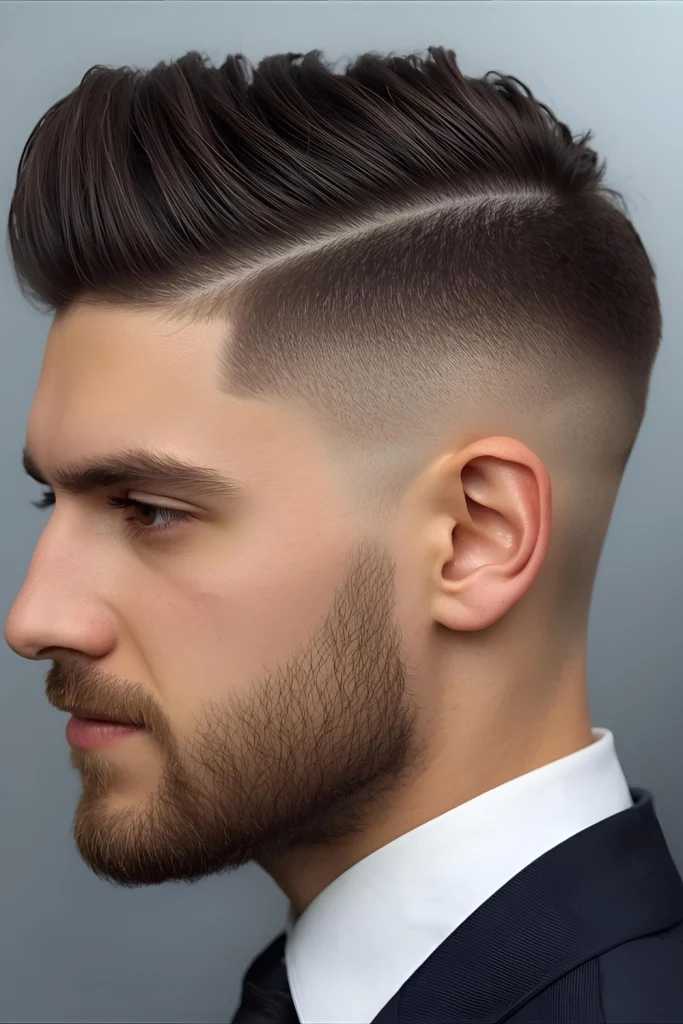 The Side-Parted UndercutA dapper, sophisticated choice that combines short sides with a longer, side-parted top. Ideal for professional settings while maintaining an edge.