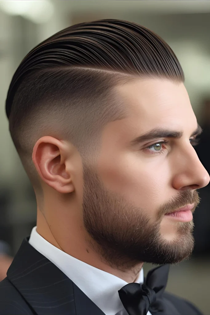 The Slicked-Back Undercut Sophisticated and powerful, this style features disconnected sides with longer hair on top that's swept back using pomade. Ideal for creating a sharp, professional appea