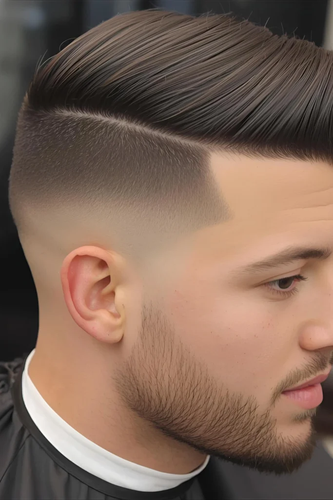 The Taper Fade with Hard PartSharp and intentional, this cut combines a gradual taper with a razor-sharp part for a polished, barber-fresh look that always appears well-maintained.