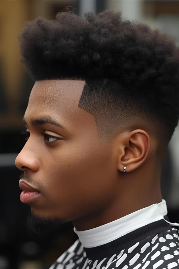 The Textured Afro FadeAsk your barber to add texture through point cutting or razoring to create movement and dimension within your afro.