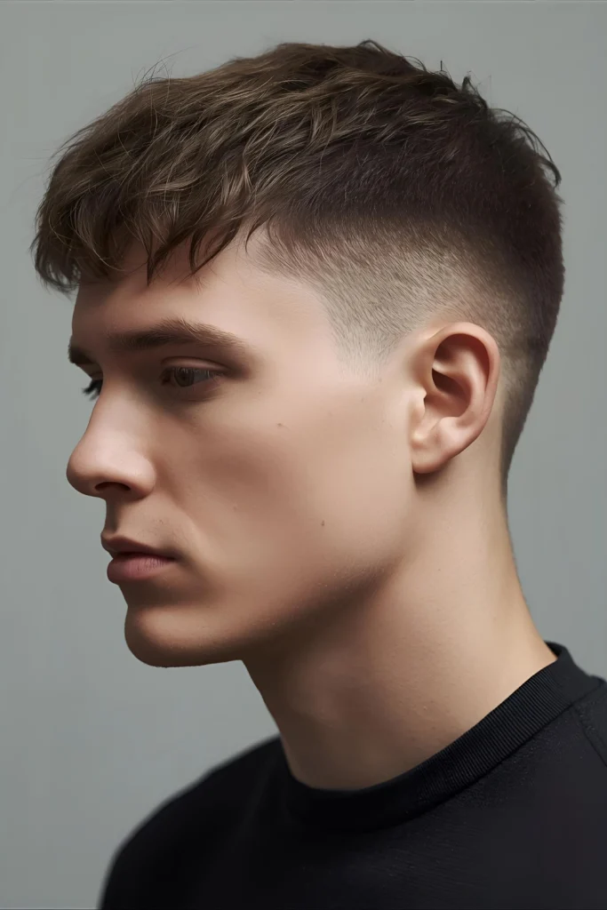 The Textured Crop with Taper A modern classic, this cut features short, textured layers on top for a piece-y, messy look that’s full of style. The clean taper on the sides keeps it neat, making i