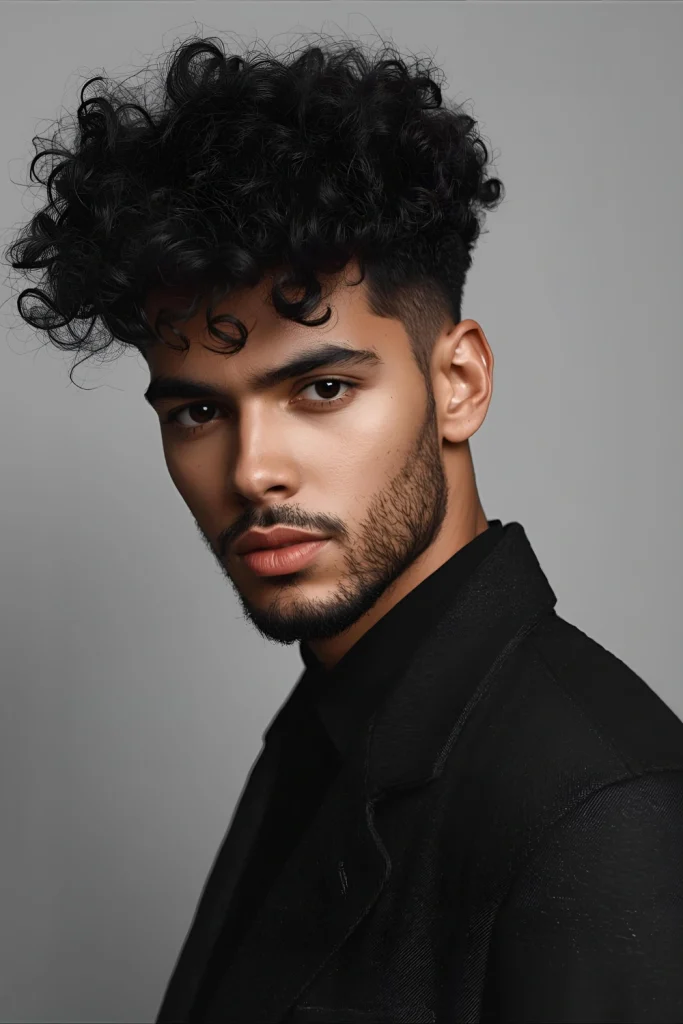 The Undone Afro PompadourA celebration of natural texture for men with coily or kinky hair. This style coaxes the hair upward and back into a magnificent, rounded shape that is full of volume and personality.